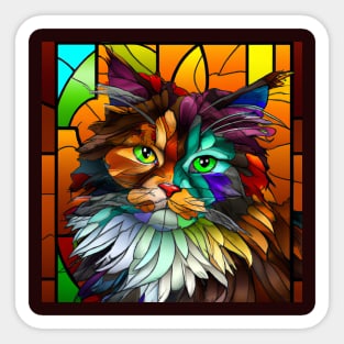 Multi-Colored Stained Glass Cat Sticker